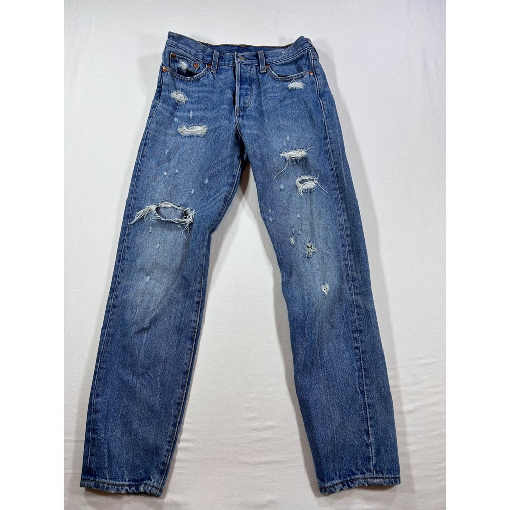 Levis 501 Original Fit Distressed Ripped Blue Denim Jeans W26 22861-0024